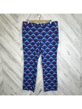 Loudmouth Golf Pants Mens Size 40x30.5 Chino Flat Front Blue Geometric Print